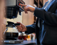 brewing drip coffee in the office